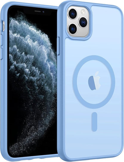 FNTCASE for iPhone 11 Pro Case: [Compatible with Magsafe] Translucent Matte Magnetic Phone Cover - Military Grade Drop Protection Shockproof Protective for iPhone 11Pro 2019 Cases - Light Blue