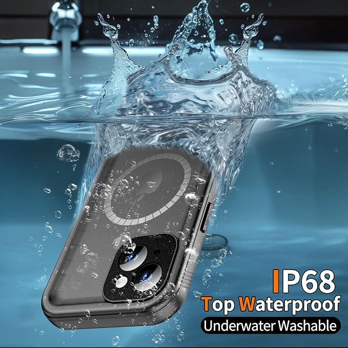 Cozycase for iPhone 13 Waterproof Shockproof Dustproof Case [Compatible with MagSafe] - Heavy Duty/360 Full Body/Military Grade/Rugged Hard Built in Screen/Camera Protector with Lanyard Black