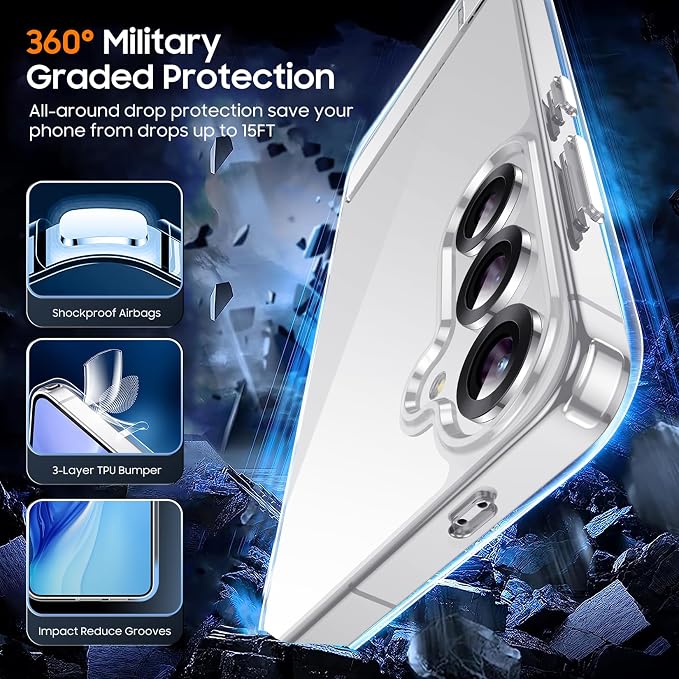 Temdan Designed for Samsung Galaxy S25 Plus Case, Built in Hidden Kickstand Military Grade Drop Protection Never Yellowing Slim Thin Phone Case for Galaxy S25 Plus Case 6.7"- Crystal Clear