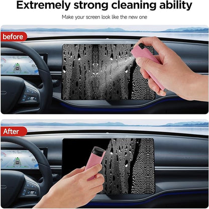 YTT Screen Cleaner, All-in-One Spray & Wipe Cleaner, with Transparent Protective Shell for All Phones, Laptop and Tablet Screens (Pink)