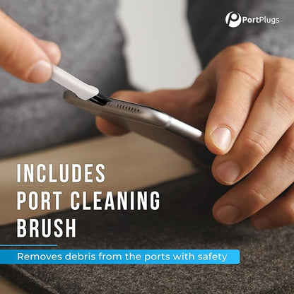 PortPlugs USB-C Dust Plugs & Headphone Jack Protectors Compatible with Samsung, Android, MacBooks, Laptops & Tablets – Type-C Charging Ports – Includes Cleaning Brush – Black (25 Pairs)