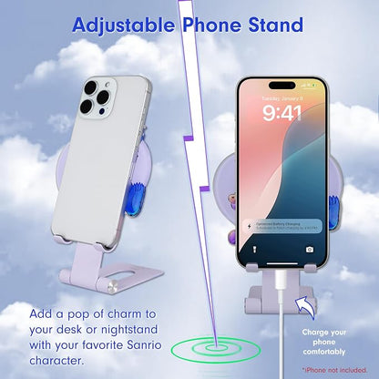 Sonix Character Phone Stand | Adjustable Cell Phone Holder, Desk Stand, Dock | Care Bears x Sesame Street Purple | Share Bear & Cookie Monster