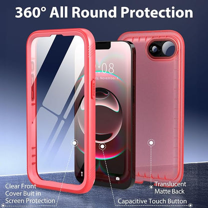 SPORTLINK for iPhone 16e/17e Waterproof Phone Case - Built in Screen & Camera Lens Protector,6.6FT Military Dropproof/Shockproof/Dustproof/IP68 Underwater for iPhone 16e/17e 6.1 inch Frosted Pink