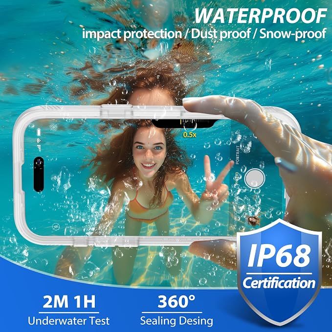 SPORTLINK for iPhone 17 Pro Case - IP68 Waterproof Military Protective Full Body Heavy Duty Shockproof 360 Sealed Dustproof with Camera Screen Protector Cover for i Phone 17 Pro 6.3" Mag/Frosted Clear