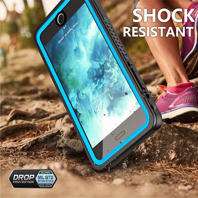 for iPhone SE 2022/SE 2020/7/8 Case Waterproof Shockproof,Full Body Protective Case with Screen Protector Heavy Duty Cover Phone Case for iPhone SE3 2022/SE 2020/7/8(Blue/Clear)