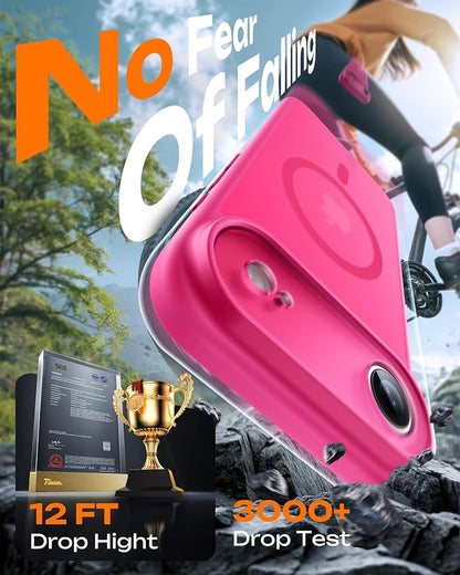 TOCOL for iPhone Air Case, Compatible with Magsafe Charger, Full Camera Protection, Drop Protection, Translucent Matte Phone Case for iPhone 17 Air 6.5 inch (Hot Pink)