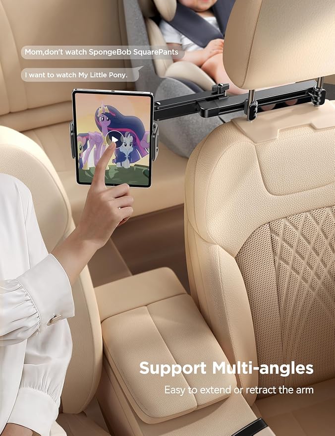 JOYROOM Tablet iPad Holder for Car Headrest, [Triangle Structure] iPad Car Mount Backseat, Road Trip Essentials for Kids, Tablet Car Mount for iPad Pro, Air, Mini, Galaxy, Switch, 4.7-13" Device