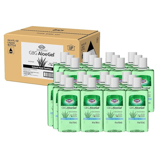 Clorox Healthcare GBG AloeGel Hand Sanitizer Gel, Bleach Free - Mini Hand Sanitizer Travel Size Gel for On-The-Go Travel Essentials - Sanitizing Solution for School Supplies & Office, 4 Fl Oz - 24 Pk