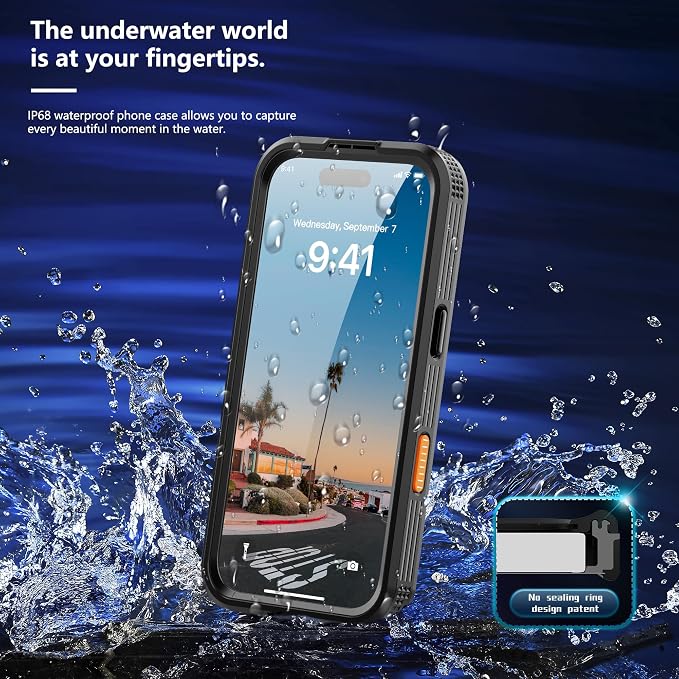 Guppy for iPhone 17 Magnetic Waterproof Case, Built-in Screen Protector [IP68 Waterproof][14FT Military Drop Proof] 360° Full Body Protection Dustproof Shockproof Heavy Duty Rugged Case-Black
