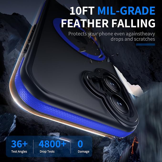 Strong Magnetic Case for iPhone 16 [5X Military-Grade Protection] Compatible with fit MagSafe Shockproof Slim Thin Cover 6.1 inch 16 Phone case, Blue Bumper
