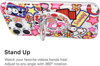 VELVET CAVIAR Compatible with MagSafe Phone Grip 2.0 | Cute Magnetic Ring Holder | Finger Loop Kickstand | Pop On Accessory for iPhone 17, 16, 15, 14, 13, 12 | Snoopy Patchwork