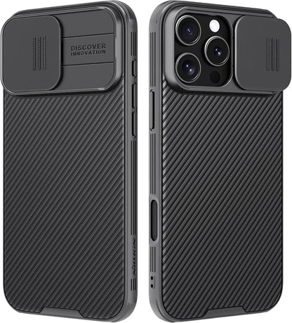 Nillkin for iPhone 16 Pro Max Case with Slide Camera Cover, [Full Camera Protection][Anti-Scratch] Military-Grade Protection, Anti-Fingerprint, Slim Phone Case for iPhone 16 Pro Max 6.9'' Black