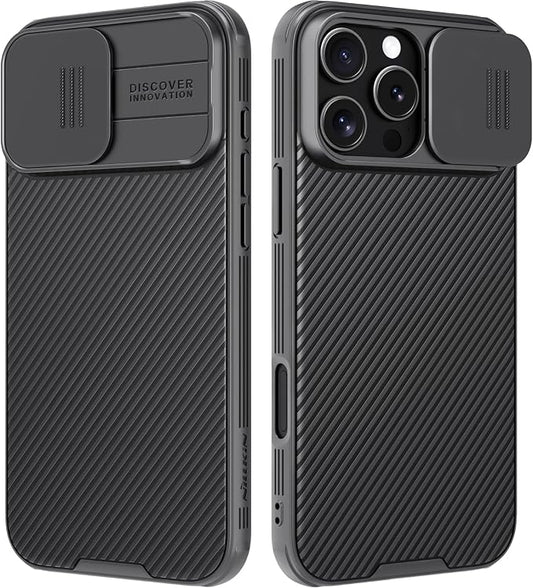 Nillkin for iPhone 16 Pro Max Case with Slide Camera Cover, [Full Camera Protection][Anti-Scratch] Military-Grade Protection, Anti-Fingerprint, Slim Phone Case for iPhone 16 Pro Max 6.9'' Black