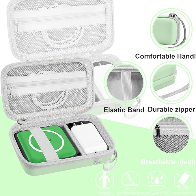 Leayjeen Travel Case Compatible with Hicober 3 in 1 Charging Station/UCOMX Nano Magnetic 2 in 1 Wireless Charger,Foldable Magnetic Charging Station Storage Holder Bag-Green(Case Only)