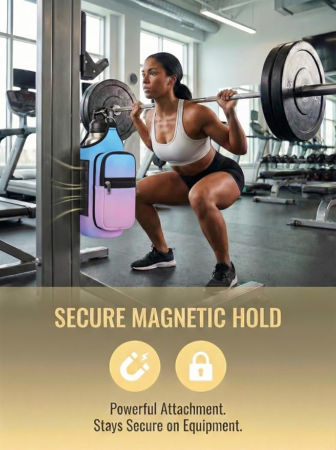 AUPET Magnetic Gym Bag for Men & Women, Small Gym Bag Organizer, Crossbody Magnets Gym Water Bottle Bag Holder Carrier Fits for 18-40oz Owala Yeti Hydro Flask, Workout Pouch for Phone, Keys & Wallet