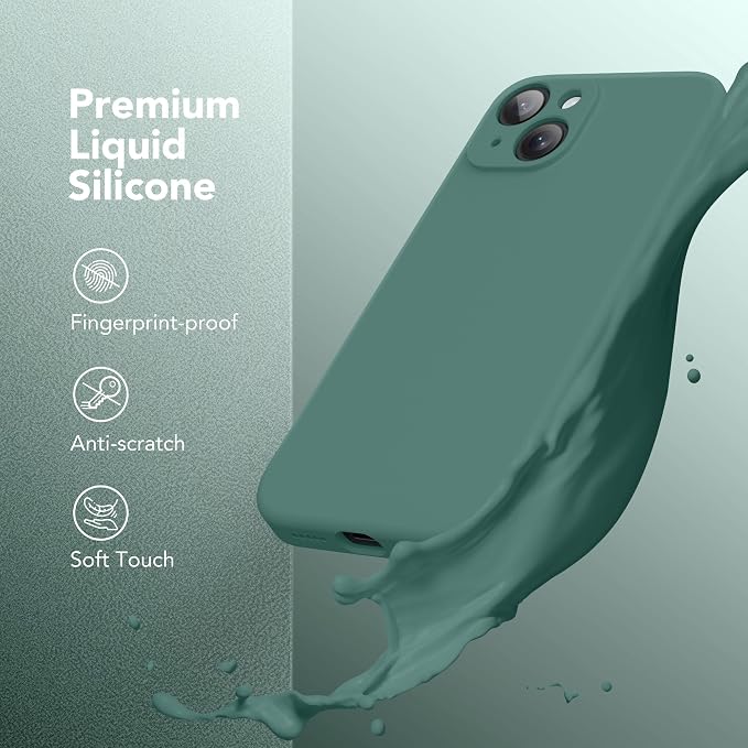 Magnetic for iPhone 14 Case, Compatible with MagSafe, [Full Camera Protection][Screen Protector] Silicone Shockproof Protective Phone Case for iPhone 14 6.1 inch, Midnight Green