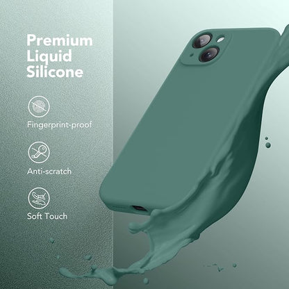 Magnetic for iPhone 14 Case, Compatible with MagSafe, [Full Camera Protection][Screen Protector] Silicone Shockproof Protective Phone Case for iPhone 14 6.1 inch, Midnight Green