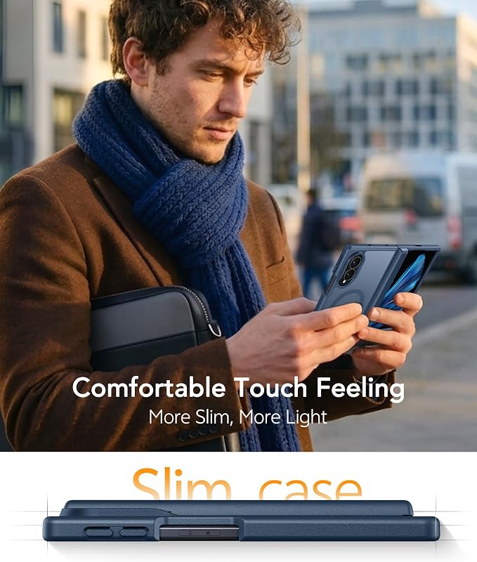 FNTCASE for Samsung Galaxy Z Fold 8 Case, Fit for Magsafe, Hinge Protection | Screen Protector, Translucent Matte Magnetic Back, 18FT Military Grade Drop Proof, Protective Phone Cover, Blue