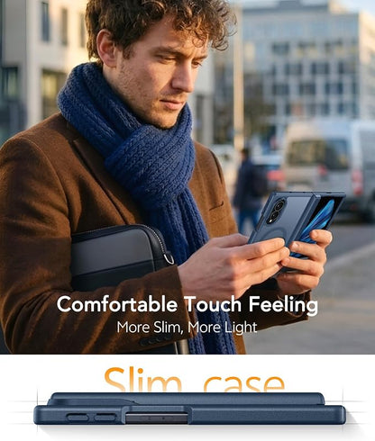 FNTCASE for Samsung Galaxy Z Fold 8 Case, Fit for Magsafe, Hinge Protection | Screen Protector, Translucent Matte Magnetic Back, 18FT Military Grade Drop Proof, Protective Phone Cover, Blue