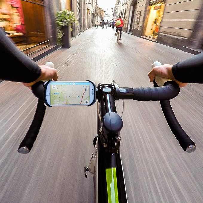 TeamObsidian Bike Phone Holder, Motorcycle Phone Mount - Size L - Non-Slip Material - Fits for 99% of Cellphone Models 5-6.5" - for All Handlebar Types