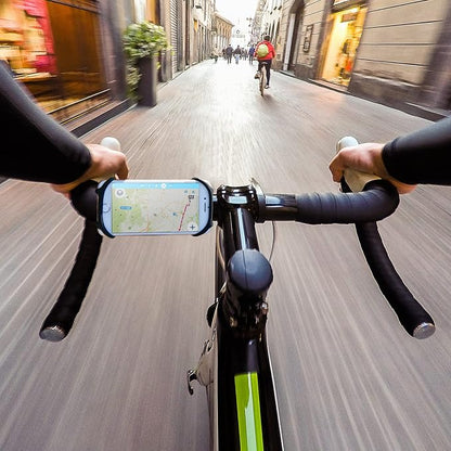 TeamObsidian Bike Phone Holder, Motorcycle Phone Mount - Size L - Non-Slip Material - Fits for 99% of Cellphone Models 5-6.5" - for All Handlebar Types