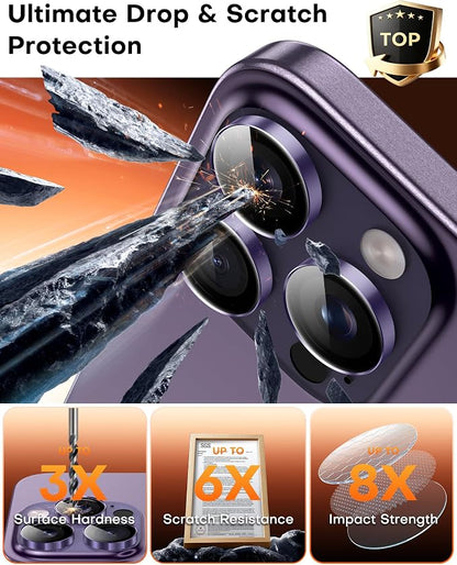 TOCOL for iPhone 14 Pro Max Camera Lens Protector/iPhone 14 Pro Camera Lens Protector Tempered Glass HD Individual Scratch Resistant Cover Accessories Case Friendly 2 Pack（Purple）