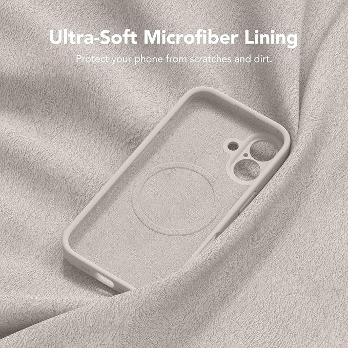 Magnetic for iPhone 16 Plus Case, Compatible with MagSafe, [Full Camera Protection][Screen Protector] Silicone Shockproof Protective Phone Case for iPhone 16 Plus 6.7", Stone