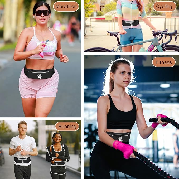 Skull Slim Running Belt for Cell Phones Adjustable Black fanny packs for women,Skeleton Hand Skateboard Running Bag Waterproof Reflective with 3 Pouches,Waist Pack Bag for Jogging Cycling Hip Hop
