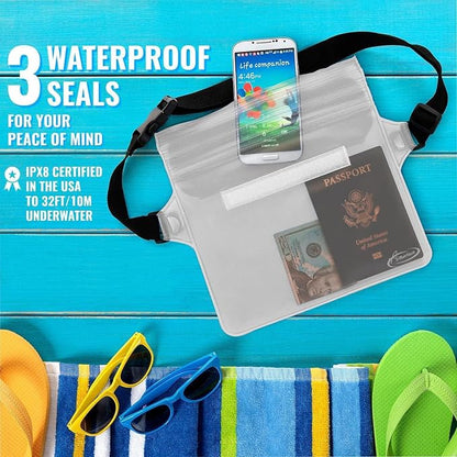 AiRunTech Waterproof Fanny Pack,Waterproof Phone Pouch for iPhone 15 14 13 12 11 Pro Max,IPX8 Waterproof Dry Bag for Snorkeling Beach Cruise Kayaking Pool Swimming(Phone Case + Waist Bag 2-Piece Set)