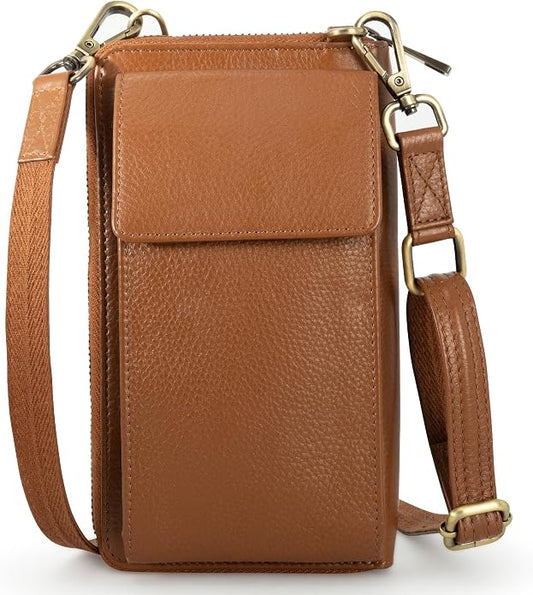 BULL GUARD Crossbody Leather Wallet Phone Purse, Anti Theft and RFID Blocking, Elegant Design for Travel
