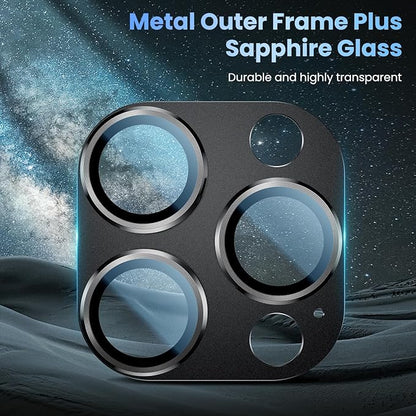 Uyiton Compatible with iPhone 16 Pro/iPhone 16 Pro Max Camera Lens Protector - [Not Easy to Break][Strong Adsorption][Case-Friendly] Metal Tempered Glass Rear Camera Screen Cover - Black Titanium