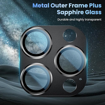 Uyiton Compatible with Phone 16 Pro/Phone 16 Pro Max Camera Lens Protector - [Not Easy to Break][Strong Adsorption][Case-Friendly] Metal Tempered Glass Rear Camera Screen Cover - Black, 2 Pack