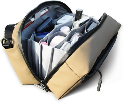 Alex T1 Large Storage Electronics Organizer - YKK Water Resistant, Travel Accessories Sling Bag EDC Makeup Bag, Organizer for Cable Cord Charger ipad - (Khaki)