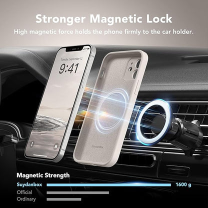 Magnetic for iPhone 12 Case, Compatible with MagSafe, [Full Camera Protection][Screen Protectors] Silicone Shockproof Protective Phone Case for iPhone 12 6.1", Stone