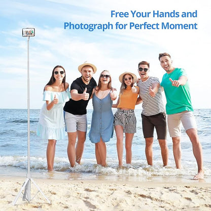 ATUMTEK 60" Selfie Stick Tripod, All in One Extendable Phone Tripod Stand with Bluetooth Remote 360° Rotation for iPhone and Android Phone Selfies, Video Recording, Vlogging, Live Streaming, White