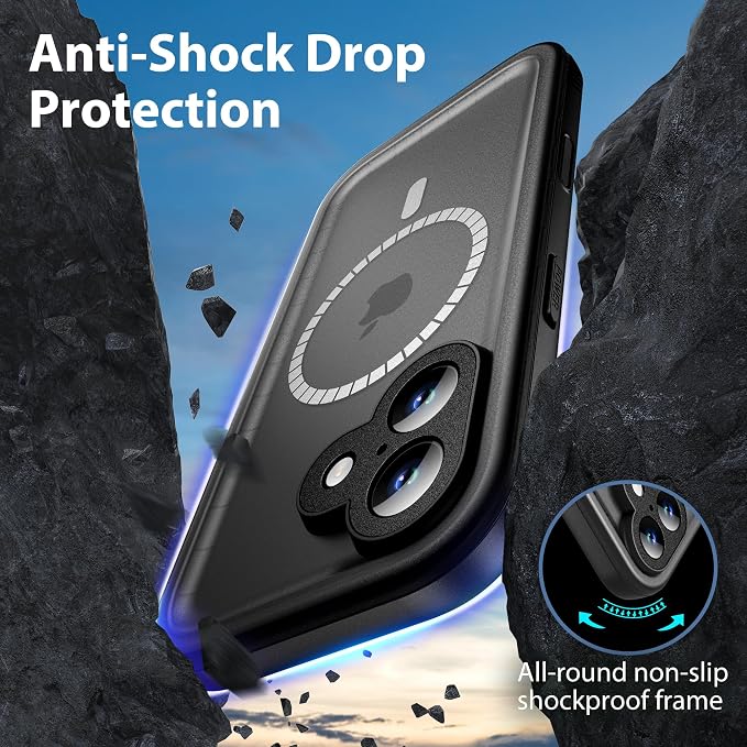 SPORTLINK for iPhone 17 Waterproof Phone Case - Built in Screen Protector/Shockproof Compatible with MagSafe/MilitaryRugged/Dropproof/Dustproof/Heavy Duty, Full Body for iPhone 17 6.3 inch Black