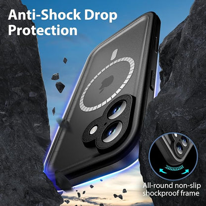 SPORTLINK for iPhone 17 Waterproof Phone Case - Built in Screen Protector/Shockproof Compatible with MagSafe/MilitaryRugged/Dropproof/Dustproof/Heavy Duty, Full Body for iPhone 17 6.3 inch Black