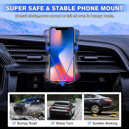 Karltys Car Phone Holder for Honda Civic 2016-2021 Accessories, 10th Gen. Civic Cell Phone Holer Air Vent Mount for 4-7 Inch Smartphones, Never Blocking Hands Free Thick Case Friendly Mobile Stand