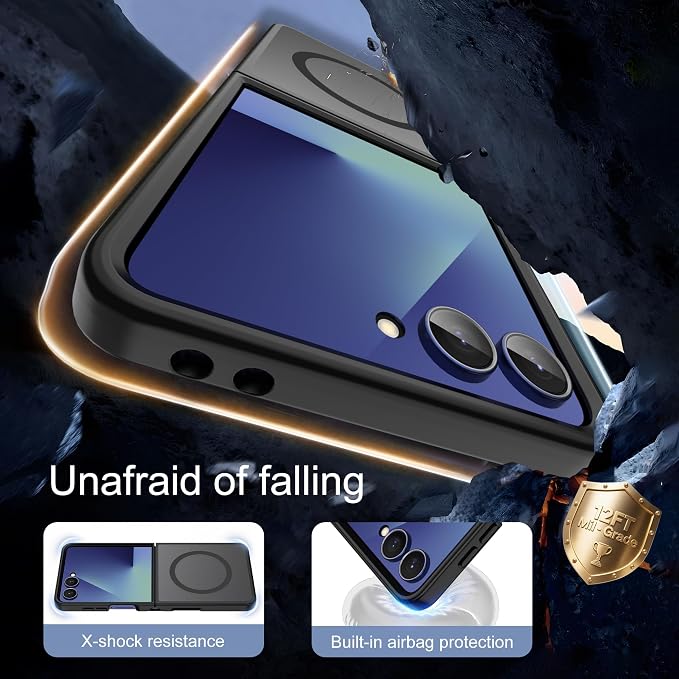 Pilaru for Samsung Galaxy Z Flip 7 case [Compatible with Magsafe] Translucent Matte Magnetic flip 7 Phone Case,Slim Thin Duty Shockproof Protection zflip 7 Case-Black