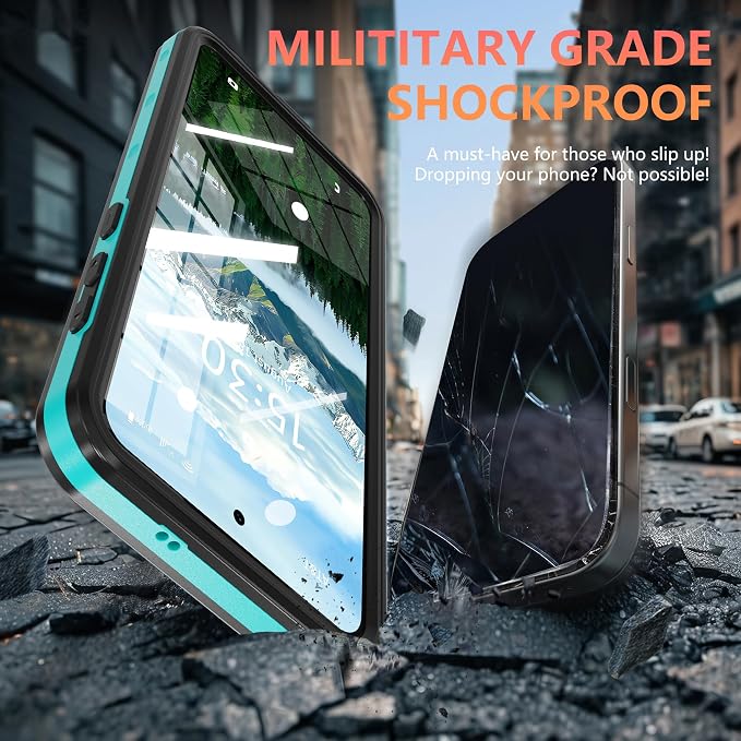 Omio Designed for Galaxy S25 Edge Waterproof Case Compatible with MagSafe Magnetic Waterproof Full Body IP68 Underwater Case Built-in Screen Protector Military Grade Shockproof Case for Men Women Teal