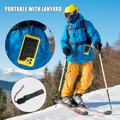 Mitywah Waterproof Case for iPhone 11 Pro Max, Heavy Duty Military Grade Phone Case Built-in Screen Protection, 360° Full Body Protector Metal Rugged Case, Yellow