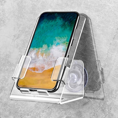 Bath&Shower Cell Phone Stand Holder-Handset Bracket-Suction Cup Bracket -Suction Cup Holder, Holder's Tray Mounted with Two Strong Suction Cups Suit for Most Cell Phones