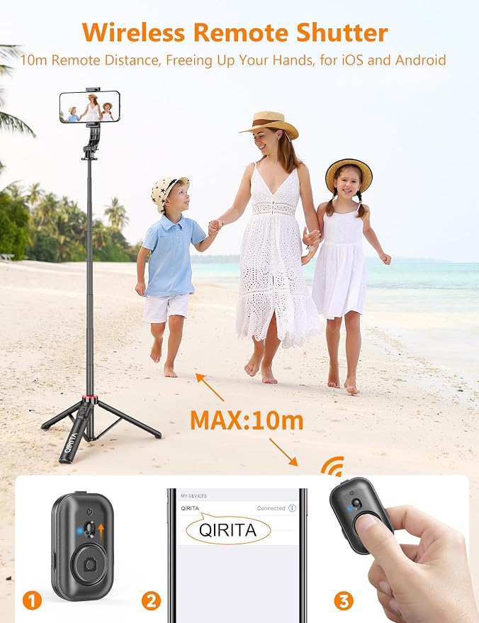 Selfie Stick Phone Tripod with Remote, 51" Aluminum Phone Stand for Cell Phone, 360° Rotation Portable Selfie Stick Tripod for iPhone 15/14 Pro Max/14 Pro/14/13 Pro, Android