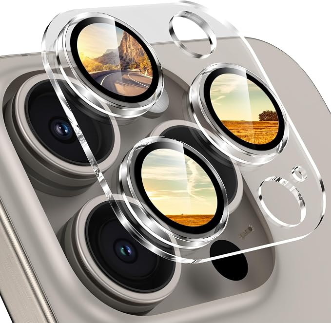 YWXTW Camera Lens Protector for iPhone 15 Pro/iPhone 15 Pro Max, [6th Gen Clear Version] Ultra Slim HD Tempered Glass Screen Protector Camera Cover Accessories, Anti Scratch, Night Shooting, Case