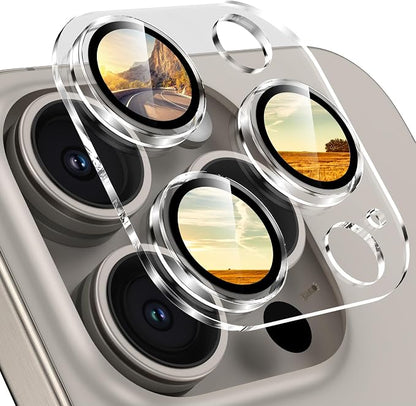 YWXTW Camera Lens Protector for iPhone 15 Pro/iPhone 15 Pro Max, [6th Gen Clear Version] Ultra Slim HD Tempered Glass Screen Protector Camera Cover Accessories, Anti Scratch, Night Shooting, Case