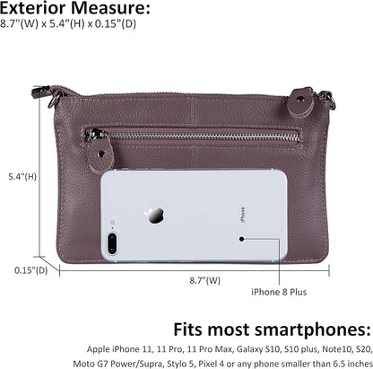 befen Genuine Leather Wristlet Clutch Wallet Purses Small Crossbody Bags for Women with RFID Blocking Card Slots