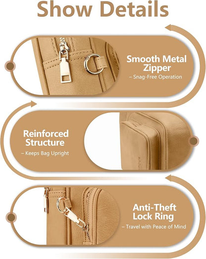Anti Theft Crossbody Bags for Women,RFID Sling Bag Travel Purse,Vegan Leather Cross Body Purses Chest Bag for Travel(khaki) | Multi-Pocket, Structured bag, Any Occasion