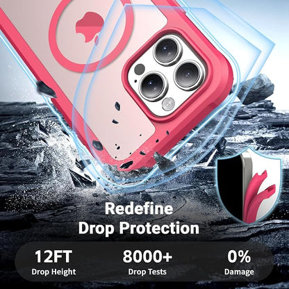 jaroco Magnetic for iPhone 16 Pro Case, [Compatible with MagSafe][Military Grade Drop Protection][Heavy Duty Protection][Non-Slip][Shockproof] 2-Layer Durable Bumper Phone Case 6.3''-Rose