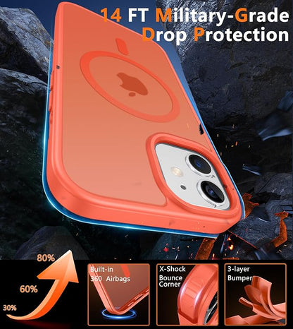 FNTCASE for iPhone 12 Phone Case: for iPhone 12 Pro Magnetic Matte Textured Military Grade Drop Protection Translucent Cell Phone Cover - Slim Durable Shockproof Protective Bumper