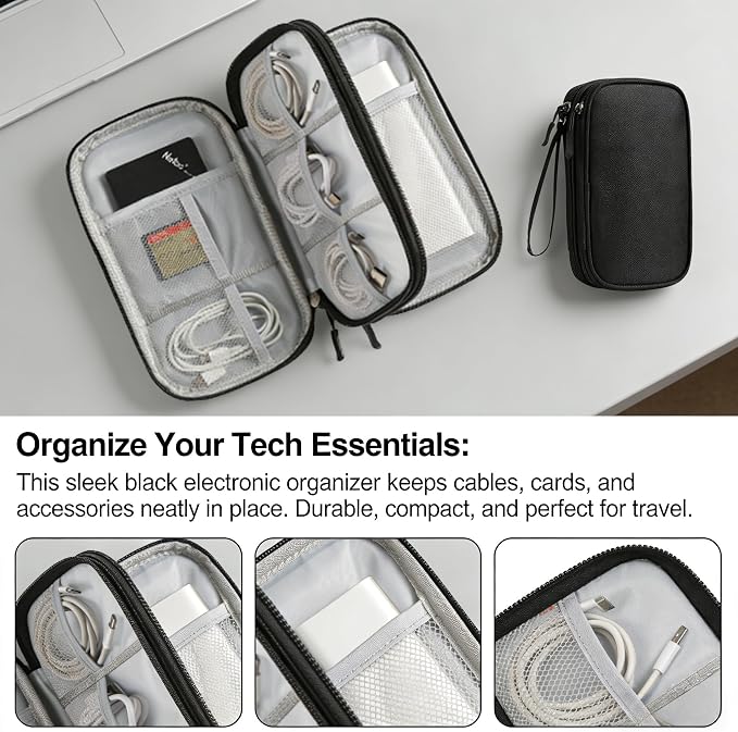 Travel Storage Box - Hard EVA Protective Cover for Mobile Power Bank, Charger, Cable, Phone and Accessories - Portable Storage Bag for Airplane, Business Travel, Home Furnishings